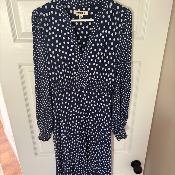 Boden Navy and White Polka Dot Maxi Dress - Picture 2 of 2
